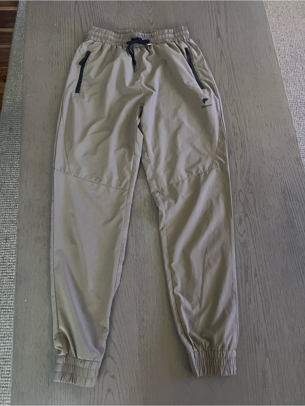 SHEIN Beige Track Jogger Pants with Black Trim